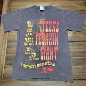 Six Flags Brown Unisex Tee "Texas Freakin' Giant" - Size Small
